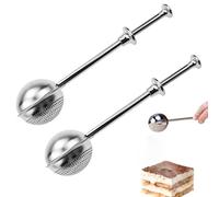 2 Pack Flour Sifter, 304 Stainless Steel Small Strainer Fine Flour Duster for Baking One Handed Operation Baking Sifters for Baking, Sifting Sugar, Flour, Spices and Tea Strainers