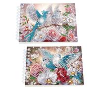 2 Pack Flower Animal DIY 5D Gem Dots Art Journals 80Pages No Lines 5D Notebook Special Shaped Birthday for Adult Women