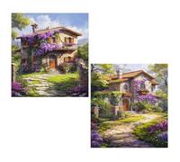 2 Pack Flower Diamond Painting kits House Diamond Art kits Kids,DIY Gem Art Painting for Beginner Full Square Drill Crystal for Children Embroidery Cross Stitch for Home Wall Decor Gifts 60x90cm TY319