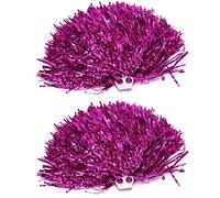 2 Pack Fluffy Cheerleading Pom Poms Ultra Shining Metallic Foil Cheerleader Pompoms Handheld Cheerleader Pompoms with Plastic Finger Ring for Kids Adult Team Spirit Sports Party Dance Cheering (Pink)