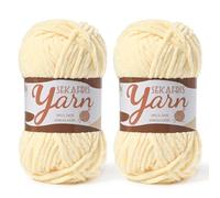 2 Pack Fluffy Velvet Yarn for Crocheting，Baby Blanket Yarn for Crocheting Soft，100g(131yds) Amigurumi Yarns，Plush Chenille Crochet Yarns，Puzzle Yarn for Crochet Weaving Craft(2 Yellowish)
