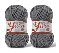 2 Pack Fluffy Velvet Yarn for Crocheting，Baby Blanket Yarn for Crocheting Soft，100g(131yds) Amigurumi Yarns，Plush Chenille Crochet Yarns，Puzzle Yarn for Crochet Weaving Craft(2 Dark Gray)