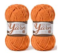 2 Pack Fluffy Velvet Yarn for Crocheting，Baby Blanket Yarn for Crocheting Soft，100g(131yds) Amigurumi Yarns，Plush Chenille Crochet Yarns，Puzzle Yarn for Crochet Weaving Craft(2 Orange)