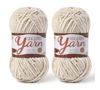 2 Pack Fluffy Velvet Yarn for Crocheting，Baby Blanket Yarn for Crocheting Soft，100g(131yds) Amigurumi Yarns，Plush Chenille Crochet Yarns，Puzzle Yarn for Crochet Weaving Craft(2 Light Khaki)