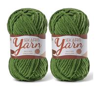 2 Pack Fluffy Velvet Yarn for Crocheting，Baby Blanket Yarn for Crocheting Soft，100g(131yds) Amigurumi Yarns，Plush Chenille Crochet Yarns，Puzzle Yarn for Crochet Weaving Craft(2 Pine Green)