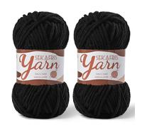 2 Pack Fluffy Velvet Yarn for Crocheting，Baby Blanket Yarn for Crocheting Soft，100g(131yds) Amigurumi Yarns，Plush Chenille Crochet Yarns，Puzzle Yarn for Crochet Weaving Craft(2 Black)
