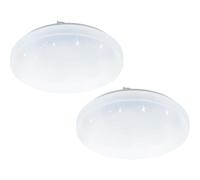 2 PACK Flush Ceiling Light White Shade White Plastic With Crystal Effect LED 12W