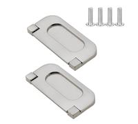 2 Pack Flush Pull Handle, Hidden Recessed Door Handle for Kitchen Cupboard Wardrobe Hatch Locker Sliding Doors (Silver, 74MM)