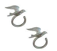 2-Pack Flying Bird Open Cuff Rings - Silver-Tone Minimalist Animal Jewelry for Women
