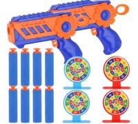 2 Pack Foam Dart Blaster Toy Set for Kids with Targets - 2 Mini Dart Launchers, 8 EVA Foam Darts & 4 Target Discs, Indoor Outdoor Aim & Score Play Set, Gift for Boys & Girls Age 3+