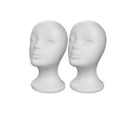 2 Pack Foam Mannequin Head, White Manikin Head Model, Foam Wig Heads Stand, Polystyrene Mannequin Manikin Heads Display Stand for Wig Hair Sunglasses Hat Headphones