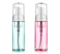 2 Pack Foam Pump Bottle Travel 50 ml/1.7 oz Small Size Mousse Foam Soap Dispenser Clear Plastic Foaming Soap Dispenser Mini Empty Refillable Pump Containers for Face Wash Lash Shampoo Skin Care