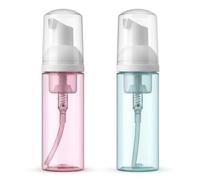 2 Pack Foam Pump Bottles 60ml Clear Plastic Travel Size Foaming Soap Dispensers Refillable Mini Containers for Mousse Shampoo Face Wash and Skincare