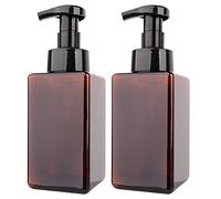 2 Pack Foaming Soap Dispenser 15oz Refillable Foam Liquid Hand Soap Empty Plastic Pump Bottle Container for Bathroom Vanities, Kitchen Sink, Hospital, Clinic - Amber Brown 450ml