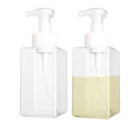 2 Pack Foaming Soap Dispenser 15oz Refillable Foam Liquid Hand Soap Empty Plastic Pump Bottle Container for Bathroom Vanities, Kitchen Sink, Hospital, Clinic, Clear 450ml