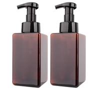2 Pack Foaming Soap Dispenser 15Oz Refillable Foam Liquid Hand Soap Empty Pump Bottle Container Brown 450Ml Coffee Cups Glass Heart Shaped (Brown, One Size)
