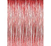 2 Pack Foil Fringe Curtain,Streamer Party Decorations,Glitter Party Curtain Backdrop for Birthday Pride Prom Baby Shower Wedding Disco Party Supplies（Red 3.28ftx6.56ft）