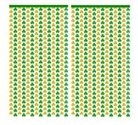 2 Pack Foil Fringe St Patricks Day Decoration Curtains 3.3 x 6.6 ft Green Gold Lucky Shamrock Metallic Tinsel St Patricks Day Accessories Irish Party Banner Flow Backdrop Wall Door Photo Props