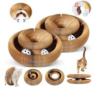 2 Pack Foldable Cat Scratcher Board Toy - Interactive Accordion Cardboard with Bell Ball, Reversible Infinity Style for Indoor Cats Exercise Play Enrichment, Compact Scratching Pad Post Alternative