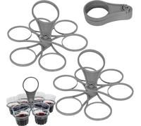 2 Pack Foldable Cup Carrier - Grey Portable Drinks Holder for 6 Cups - Reusable Drinks Carrier Tray for Holidays, Sports & Outdoors - Compact & Spill-Proof Design
