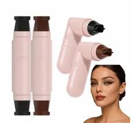 2-Pack Foldable Dual-Ended Eyeliner Stamp Set with Waterproof Liquid in Black & Brown - Precision Brush Tip & Wing Stamp for Smudge-Proof Long-Lasting Makeup Application, Ideal for Travel
