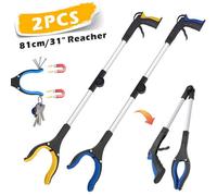 2 Pack Foldable Grabber Reacher , 81Cm Litter Picker With Rotating Head