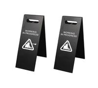 2-Pack Foldable "Working in Progress" A-Frame Signs - Industrial Grade Safety Warning for Construction & Maintenance Sites black
