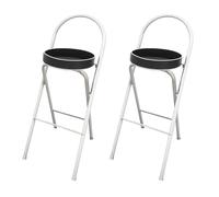 2 Pack Folding Bar Stool with Cushion Counter Height Bar Chairs Non-Slip Feet Adjustable 65cm/70cm/75cm Comfortable Round Back Stool for Kitchen Outdoor Dorm Rec Room