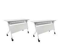 2 Pack Folding Conference Table Mobile Desk for Office & Classroom Training Room Furniture White Executive Desk 140x60x75cm Portable & Space-Saving