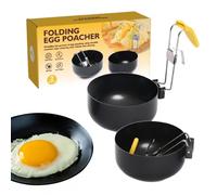 2 Pack Folding Egg Poacher,Egg Cooker Ring,2024 New Folding Ear Egg Boiler Poached Egg Maker, Anti-Scald Silicone Cover Pancake Omelet Patty Molds