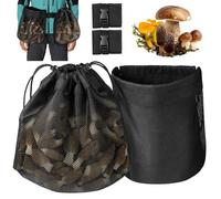2-Pack Folding Mushroom Foraging Bag, Large Mesh Pouch Berry Pickers, Folding Bag Mushroom Pouches Bushcraft Belt Pouches for Travel Camping Hiking
