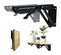 2 Pack Folding Shelf Brackets, Collapsible Shelf Brackets Heavy Duty, Foldable Shelving Brackets, Wall Mounted Brackets for Shelves (10 in)