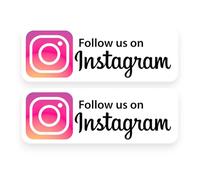 2 Pack - FOLLOW US ON INSTAGRAM 14cm Or 20cm Self Adhesive Stickers - Work Van Shop Office Sign Graphics Advertising Sign Writing Decal White (14cm - 5cm)