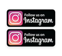2 Pack - FOLLOW US ON INSTAGRAM 14cm Or 20cm Self Adhesive Stickers - Work Van Shop Office Sign Graphics Advertising Sign Writing Decal Black (14cm x 5cm)