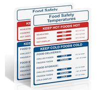 2 Pack Food Safety Temperatures Sign for Kitchen - 150x200mm Self-Adhesive Waterproof Vinyl Sticker, HACCP Hygiene Guide for Restaurants, Schools, Catering, Commercial Use