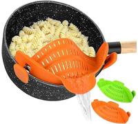 2 Pack Food Strainers, Silicone Pot Strainer, Fine Mesh Strainers Clip on Strainer Strain Snap Colander, Universal Size Collapsible Kitchen Gadgets Basket Drainer Filter for Spaghetti Noodle Vegetable