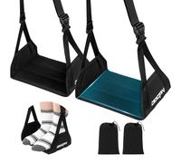 2-Pack Foot Hammock for Plane Travel, No Collapse Thickened Bamboo Airplane Foot Rest with Extended Adjustment Strap, Portable Desk Foot Hammock to Relax Your Feet, Foot Sling Travel Essentials(Black)