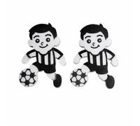 (2-Pack) Football Door Knobs for Kids - Black & White Footballer Handles (7.8 x 5.3 cm) - Wardrobe & Cupboard Pulls - Children’s Bedroom, Nursery & Playroom Décor