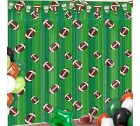 2 Pack Football Foil Fringe Curtains 3.3 X 6.6 Ft Football Themed Tinsel Curtain Steamer Green Brown Footballs Party Photo Booth Prop Backdrop for Birthday Sport Themed Sunday Party Decor Supplies