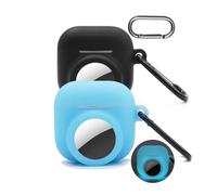 [2 Pack] for Airpods 4 Airtag Case,2 in 1 for Airpod 4 Case with Airtag Holder,Silicone GPS Tracker Cover,Glow in The Dark,Black+Glow Blue
