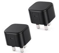 [2 Pack] For Apple iPad (2025) / Air 11 (2025) / IPad Air 13 Charger, USB C Fast Charger Plug 25W Foldable Type C PD Wall Charging Adapter UK 3 Pin Mains Phone charger (BLACK)
