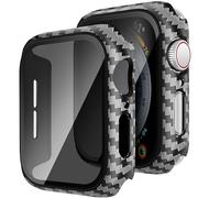 2 Pack for Apple Watch Series SE/6/5/4 Privacy Screen Protector Case 40mm, iWatch Protective PC Face Cover Built-in Anti-Peeping 9H Tempered Glass Protector for iWatch Accessories, Carbon Fiber