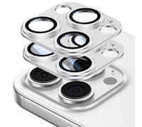 2 Pack for iPhone 16 Pro Max/iPhone 16 Pro Camera Lens Protector,Glass Aluminum alloy & Sapphire Tempered Glass Camera Cover,Strong Adhesion Scratch Resistant Case Friendly Easy to Install (Silver)