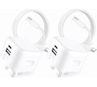 2 Pack For OnePlus 13 12 11 10 Pro 10T USB C Fast Charger Plug and Cable | For OnePlus Nord 4 3 CE4 CE3, 20W dual port UK mains adapter, 60W braided USB C to C charger cable
