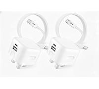 2 Pack For Samsung Galaxy A17 A16 A15 A14 A13 A12 Charger Plug and Cable [20W Dual Port] [5A Fast Charging] UK Mains Adapter USB-A to USB-C Braided Charger Cable 1M
