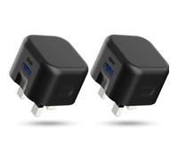 2 Pack For Samsung Galaxy A27/A57/A37/A07/A17/A07/A16/A16 5g/S24 FE/A15/A15 5G/A55/A35/A05S/A14/A04S/A04/A54/A34/A53 Charger Plug USB + Type C Adapter 20W Travel Fast Dual Ports Charging Plug (Black)