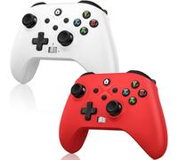 2 Pack for Xbox Controller, Compatible with Xbox Series X|S, Xbox One X|S, PC, Wireless Controller with Dual Vibration/3.5mm Audio Jack/Macro/Turbo, with 2.4GHz Adapter White+Red Need to Upgrade