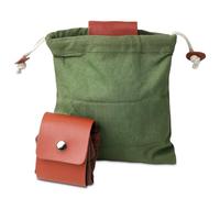 2-Pack Foraging Pouch - Leather Canvas Collapsible Bag - Water Resistant Outdoor Camping Storage Folding Bag -Mushroom Bags Bushcraft Belt Pouches for Travel Camping Hiking Hunting Grocery Storage