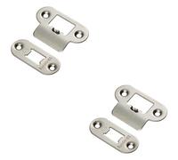 2 Pack - Forend Strike and Fixing Pack Setfor Heavy Duty Tubular Latch - Satin Steel Radius