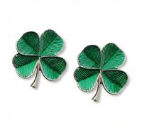 2 Pack Four Leaf Clover Brooches, Lucky Enamel Shamrock Lapel Pin for Men & Women, Good Luck Gifts for Exams & Colleagues, Green Jewellery Badge with Velvet Pouch